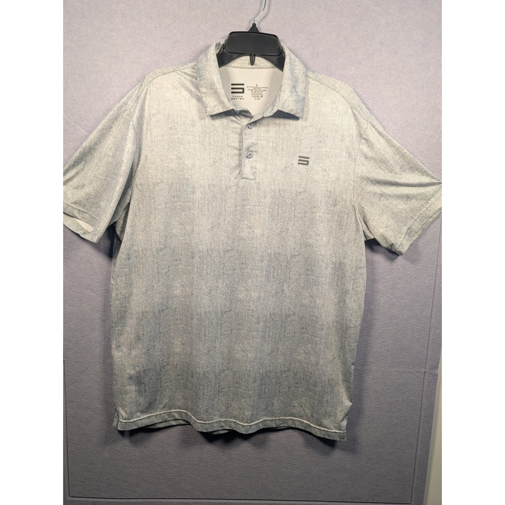 Three Sixty Six Polo Shirt Mens Large Light Blue Heathered Performance Excellent